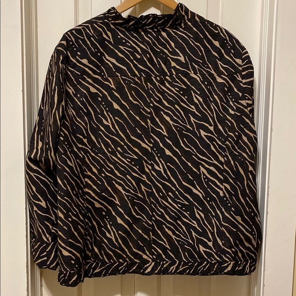 Women's Silk Jacket Blazer Ruffled Animal Print Luxury Office Business Casual - Picture 7 of 15